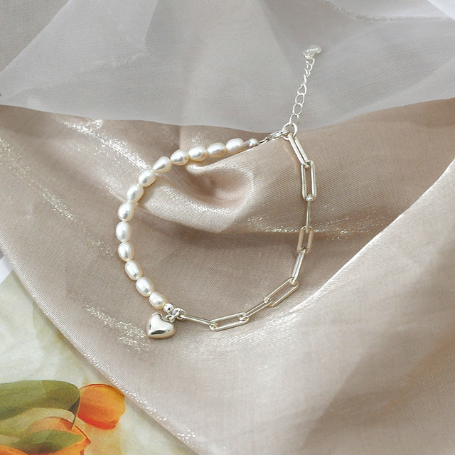 Bransoletka ASHIQI z naturalną perłą słodkowodną, wykonana z 925 srebra - Wianko - 2