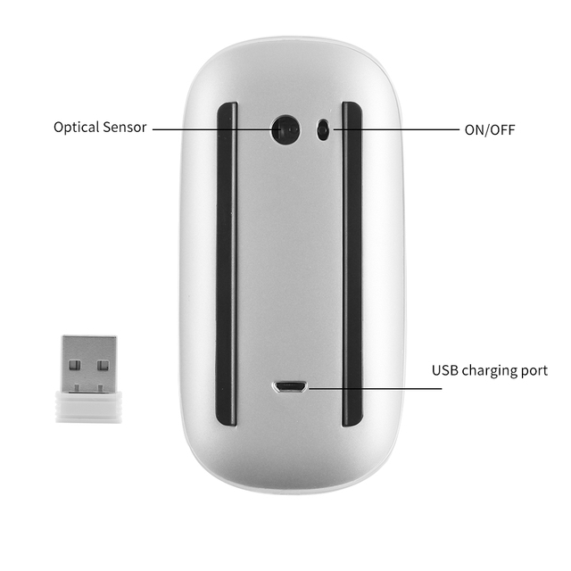 Mysz bezprzewodowa CHUYI 2.4G Arc Touch - ładowalna, ultra cienka, optyczna, z portem USB, ergonomiczna - dla Macbook - Wianko - 10