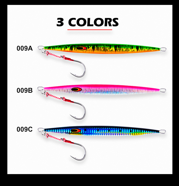 Goture Luminous Jigging Fishing Lure - metalowa łyżka Jig ołów ryby głębinowe - 80g 100g 150g - 3 sztuki w partii - Wianko - 13