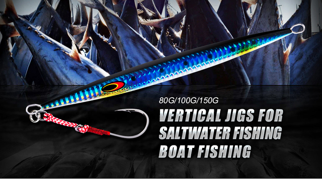 Goture Luminous Jigging Fishing Lure - metalowa łyżka Jig ołów ryby głębinowe - 80g 100g 150g - 3 sztuki w partii - Wianko - 1