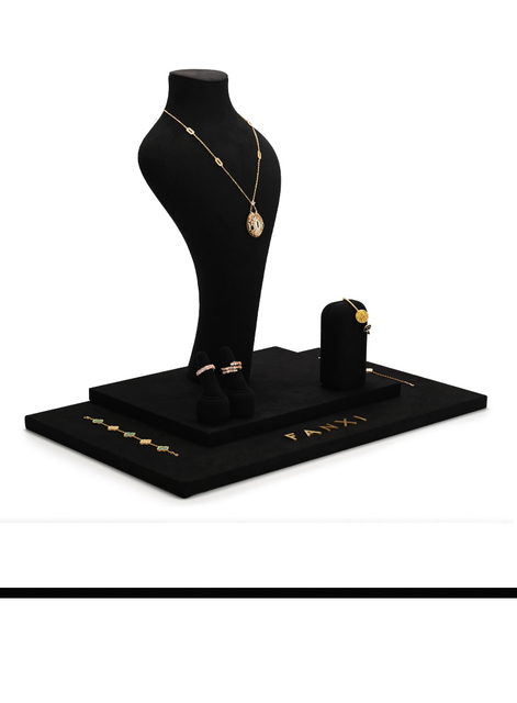 Czarny wyświetlacz biżuterii FANXI - stojak na kolczyki i naszyjniki, manekin do prezentacji biżuterii - Wianko - 12