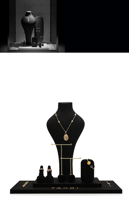 Czarny wyświetlacz biżuterii FANXI - stojak na kolczyki i naszyjniki, manekin do prezentacji biżuterii - Wianko - 3