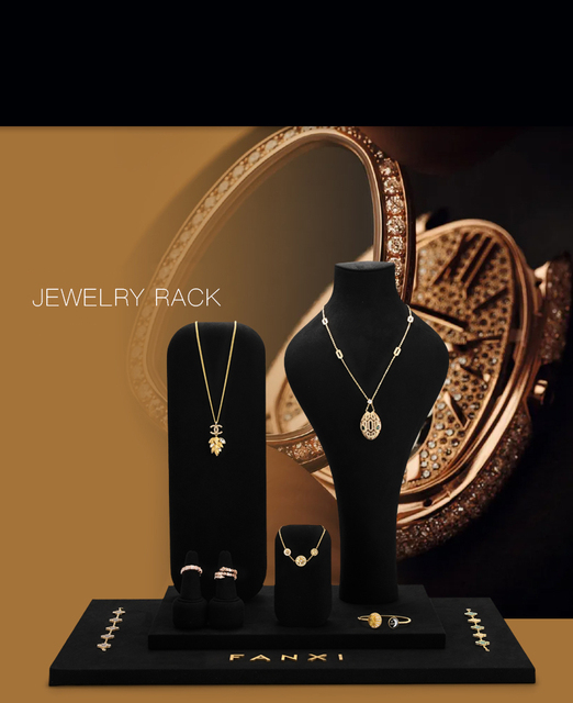 Czarny wyświetlacz biżuterii FANXI - stojak na kolczyki i naszyjniki, manekin do prezentacji biżuterii - Wianko - 1