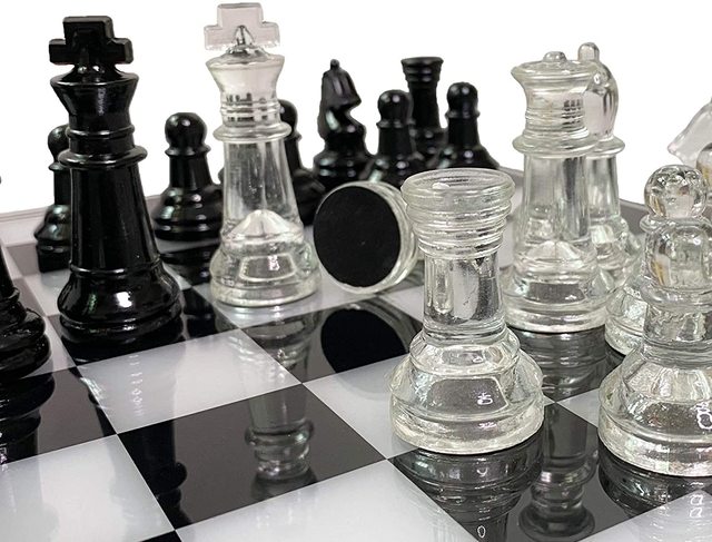 Duża szachownica akrylowa 35x35 cm, elegancka i wytrzymała, z zestawem do gry w szachy - Wianko - 3