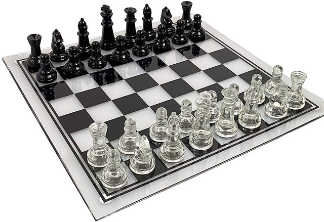 Duża szachownica akrylowa 35x35 cm, elegancka i wytrzymała, z zestawem do gry w szachy - Wianko - 1