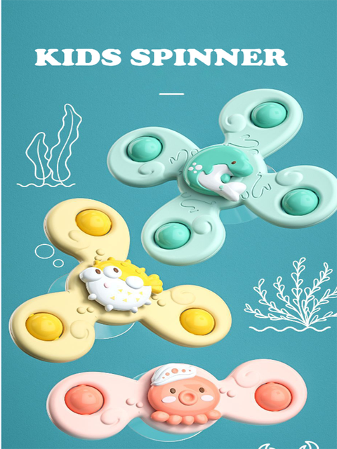 Fidget Spinner Montessori - Przyssawka dla dzieci 2-4 lata - Edukacyjna zabawka wrzeciono do kąpieli - Wianko - 30