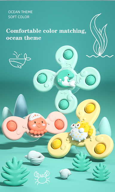 Fidget Spinner Montessori - Przyssawka dla dzieci 2-4 lata - Edukacyjna zabawka wrzeciono do kąpieli - Wianko - 28