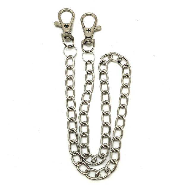 Brelok na klucze z metalowym portfelem w stylu Rock Punk, z łańcuchem, ze srebrnym zaciskiem oraz okrągłym brelokiem - Wianko - 3