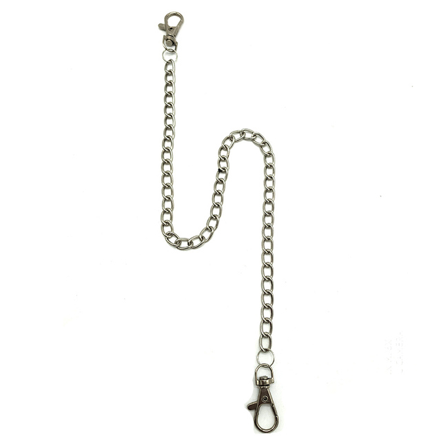 Brelok na klucze z metalowym portfelem w stylu Rock Punk, z łańcuchem, ze srebrnym zaciskiem oraz okrągłym brelokiem - Wianko - 1