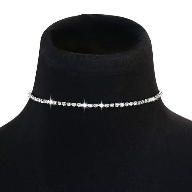 Srebrne naszyjniki z tytanowej stali dla kobiet z kryształowym naszyjnikiem - Wianko - 5