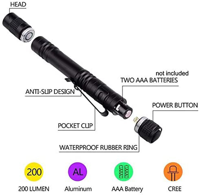 Nowy przenośny mini światło penlight z podświetleniem LED AAA wodoodporne, do polowania, naprawy, kempingu - Wianko - 12