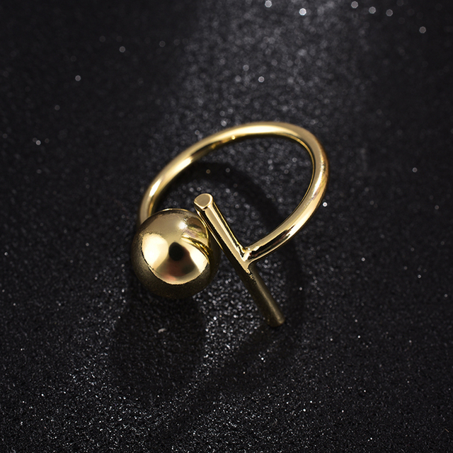 Pierścień otwierający UMODE z galwanizacją w kształcie litery T, złoty kolor - Wianko - 1