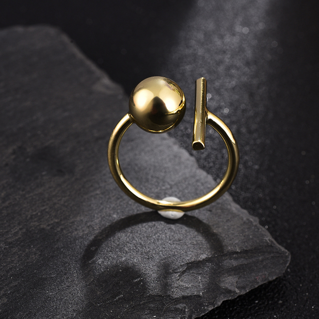 Pierścień otwierający UMODE z galwanizacją w kształcie litery T, złoty kolor - Wianko - 2