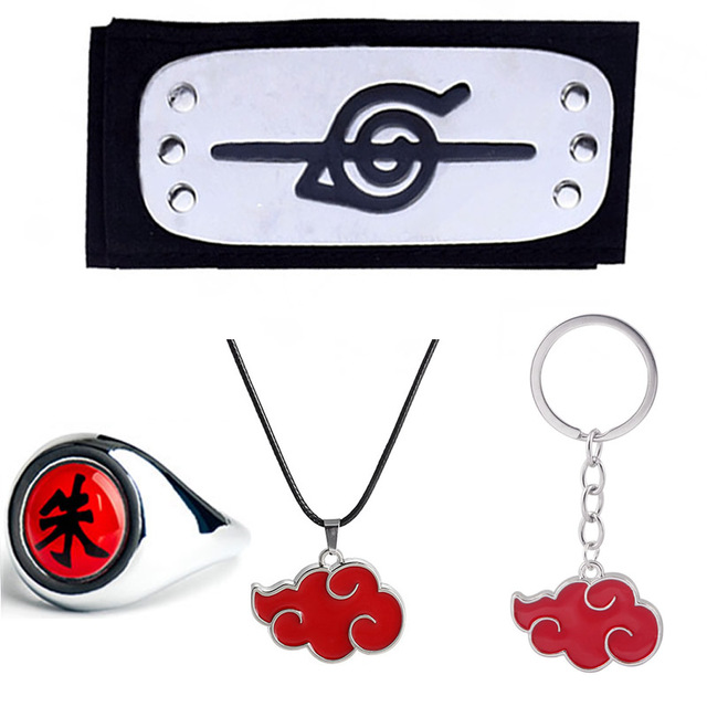 Zestaw Akatsuki Itachi - 4 elementy: opaska, pierścionek, naszyjnik, brelok - zabawki akcji z rysunkiem Anime Naruto - idealne na prezent dla dzieci - Wianko - 11