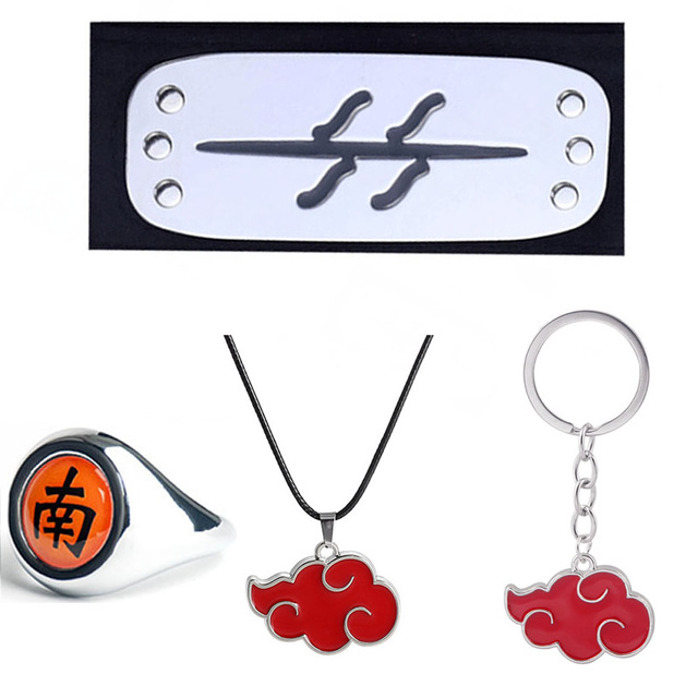 Zestaw Akatsuki Itachi - 4 elementy: opaska, pierścionek, naszyjnik, brelok - zabawki akcji z rysunkiem Anime Naruto - idealne na prezent dla dzieci - Wianko - 6