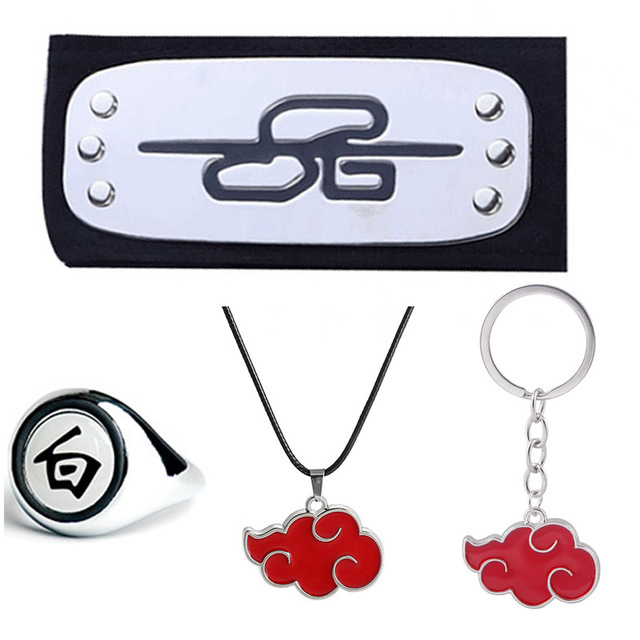 Zestaw Akatsuki Itachi - 4 elementy: opaska, pierścionek, naszyjnik, brelok - zabawki akcji z rysunkiem Anime Naruto - idealne na prezent dla dzieci - Wianko - 2