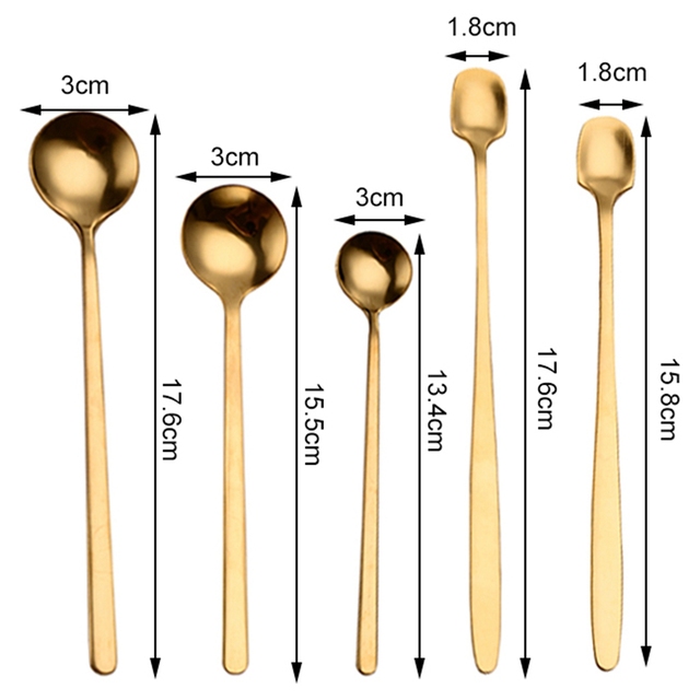 10 sztuk łyżeczka do kawy i herbaty ze stali nierdzewnej - długa rączka, mieszanie deserów, mleka - złota łyżka deserowa - Wianko - 3