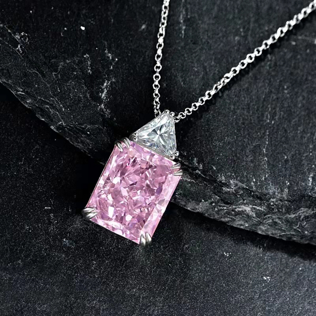 Luksusowy naszyjnik z wisiorkiem diamentowym, wykonany z 100% srebra 925, z różowym kwarcowym topazem o wymiarach 13*16 mm, dla kobiet na przyjęcie ślubne - Wianko - 4