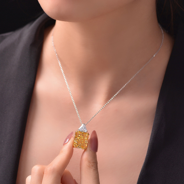 Luksusowy naszyjnik z wisiorkiem diamentowym, wykonany z 100% srebra 925, z różowym kwarcowym topazem o wymiarach 13*16 mm, dla kobiet na przyjęcie ślubne - Wianko - 5