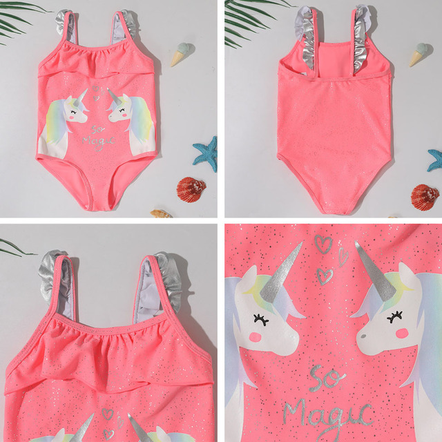 Stroje kąpielowe dla dziewczyn 0-3 lat One Piece - Flamingo + jednorożec - Wianko - 1