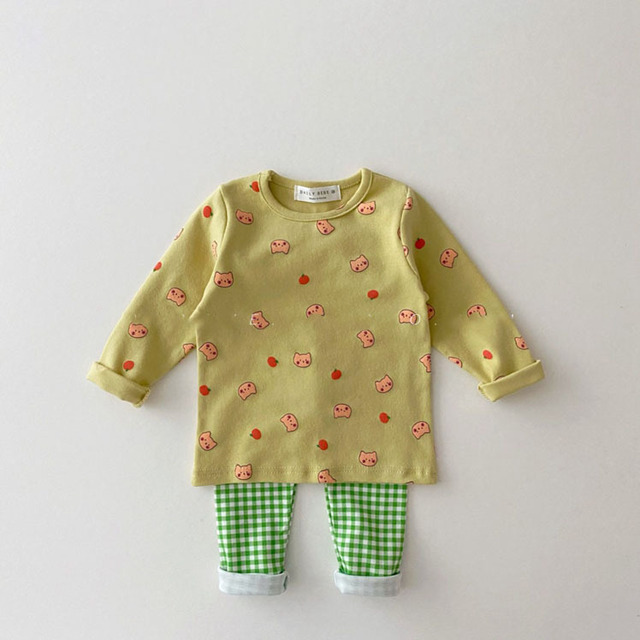 Zestaw odzieży do spania dla niemowląt 0-4 lata: koszula z długim rękawem w kwiatowe wzory + spodnie z siatki - Wianko - 8