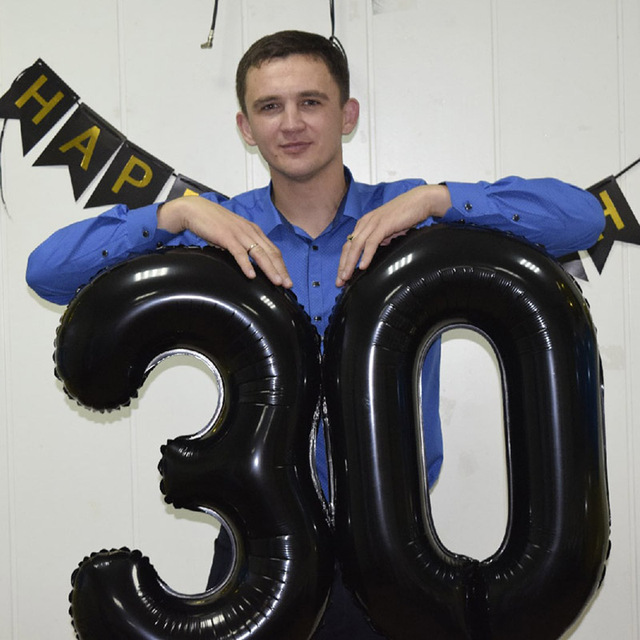 Dekoracja urodzinowa - 2 sztuki balonów czarny agat 40 Cal w kształcie cyfr 18 25 30 40 70 - Wianko - 2