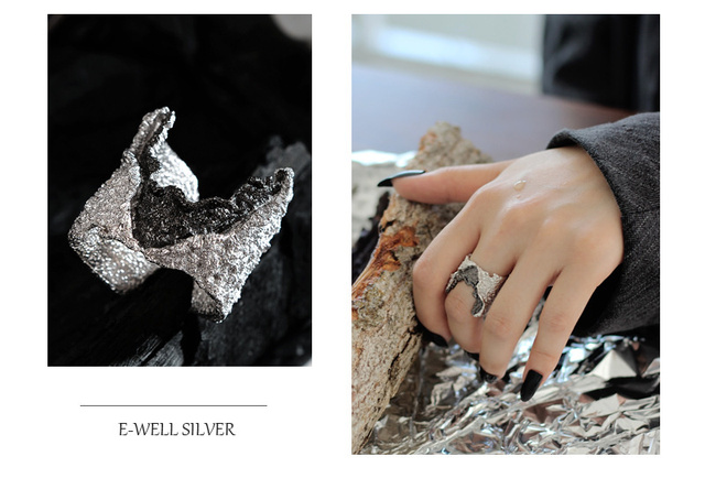 Pierścień 925 Sterling Silver z geometrią, luksusową fakturą i regulacją dla kobiet na ślub 2021 - Wianko - 11