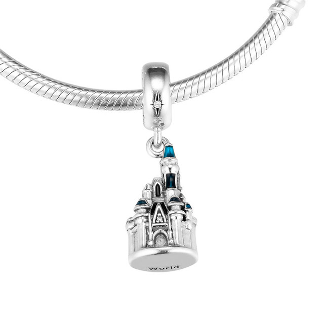 Koraliki świąteczne zamek kopciuszka na srebrnej bransoletce DIY, biżuteria dla kobiet - Wianko - 8