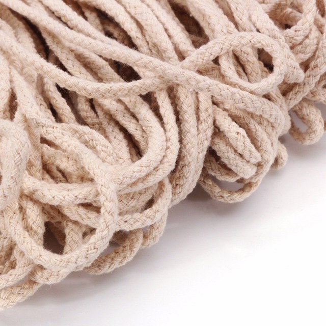 Beżowo-brązowy pleciony sznurek bawełniany 5mm Craft DIY Macrame tkane String - Wianko - 4