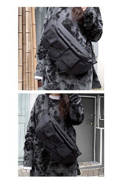Duża uniseksowa torba na ramię oxford piersiowa w stylu ulicznym z paskiem biodrowym - hip hop w trendowych wzorach (Kategoria: Saszetki) - Wianko - 22