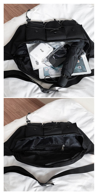 Duża uniseksowa torba na ramię oxford piersiowa w stylu ulicznym z paskiem biodrowym - hip hop w trendowych wzorach (Kategoria: Saszetki) - Wianko - 10