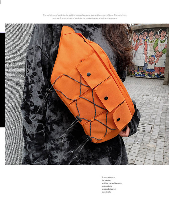 Duża uniseksowa torba na ramię oxford piersiowa w stylu ulicznym z paskiem biodrowym - hip hop w trendowych wzorach (Kategoria: Saszetki) - Wianko - 5