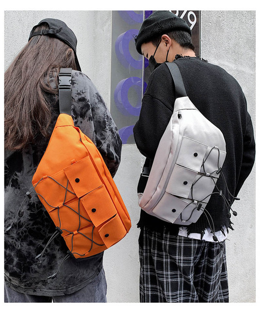 Duża uniseksowa torba na ramię oxford piersiowa w stylu ulicznym z paskiem biodrowym - hip hop w trendowych wzorach (Kategoria: Saszetki) - Wianko - 1