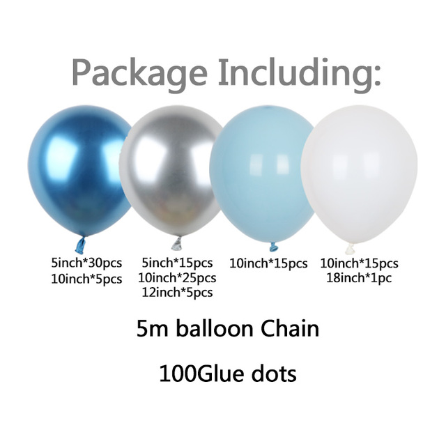 Zestaw 118 balonów urodzinowych do samodzielnego dekorowania - srebrno-biały łuk Garland, metaliczne balony BabyShower, Globo na wesele i imprezę - Wianko - 5