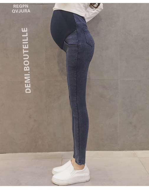 Wysokiej talii jeansy ciążowe ołówkowe dla kobiet w ciąży - moda na wiosnę i jesień - Wianko - 6