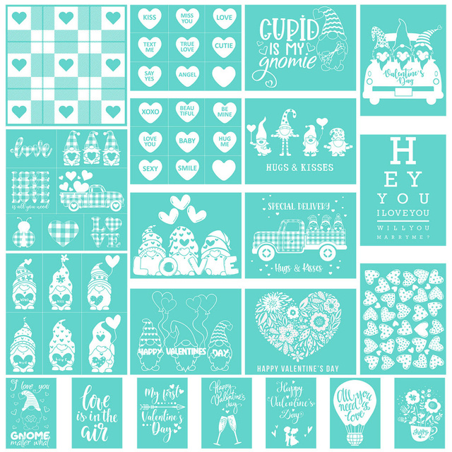 Chzimade Happy Valentine's Day Love - samoprzylepny jedwabny szablon do drukowania na T-Shirt, torbie, dekoracjach domowych DIY - Wianko - 1