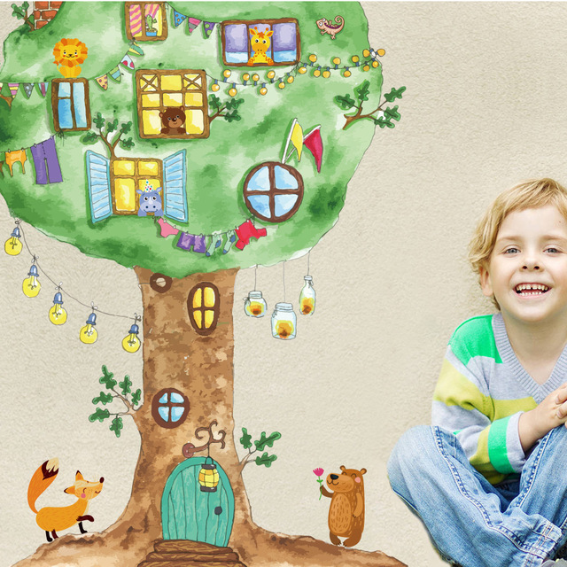 Naklejki ściienne z motywem drzewa domowego dla dzieci 65x120cm - Wianko - 5