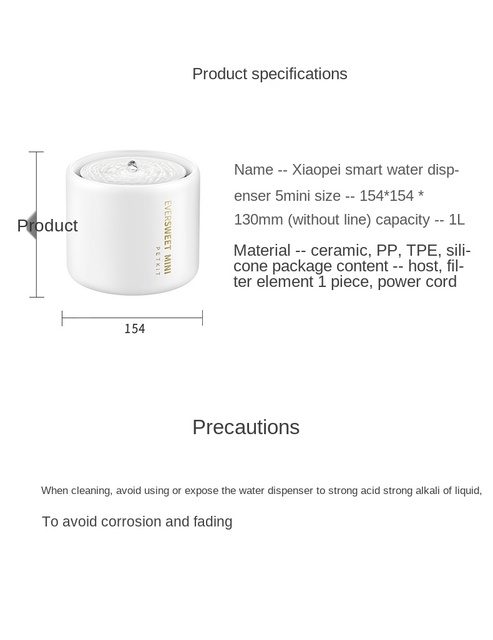 Fontanna ceramiczna Petkit 5. Generacji MINI o pojemności 1.1L z automatyczną kontrolą aplikacji do domu, zapewniająca cyrkulację wody dla kota - Wianko - 10