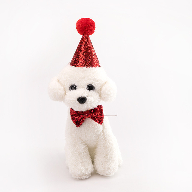 Zestaw 2 psich domowych czapek z kokardką - idealny strój urodzinowy dla twojego kotka czy psa - Wianko - 2