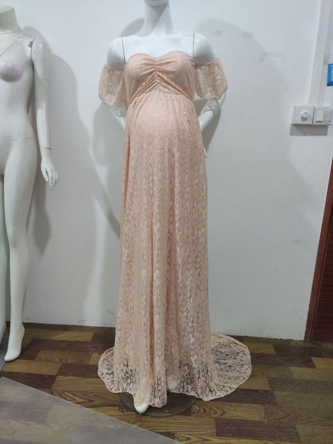 Elegancka koronkowa suknia ślubna Maxi dla kobiet w ciąży - Wianko - 16