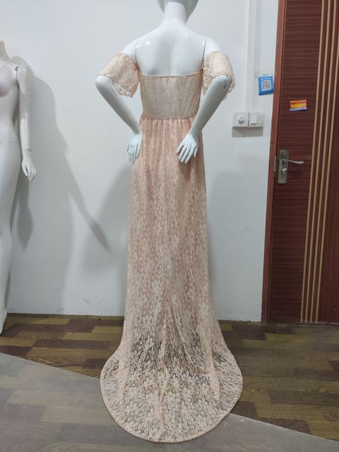 Elegancka koronkowa suknia ślubna Maxi dla kobiet w ciąży - Wianko - 17