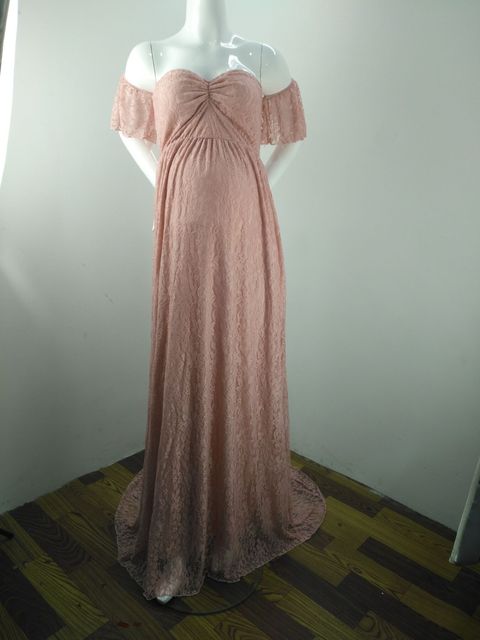 Elegancka koronkowa suknia ślubna Maxi dla kobiet w ciąży - Wianko - 15