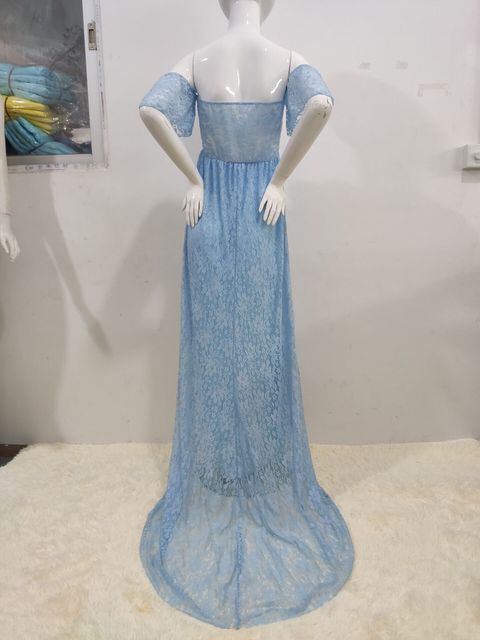 Elegancka koronkowa suknia ślubna Maxi dla kobiet w ciąży - Wianko - 20