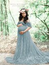 Elegancka koronkowa suknia ślubna Maxi dla kobiet w ciąży - Wianko - 1