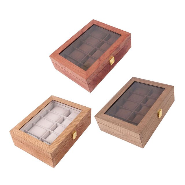 Drewniane pudełko na zegarek dla mężczyzn z 10 slotami - luksusowa wystawka i przechowywanie biżuterii z dużym uchwytem i metalową klamrą - Wianko - 6