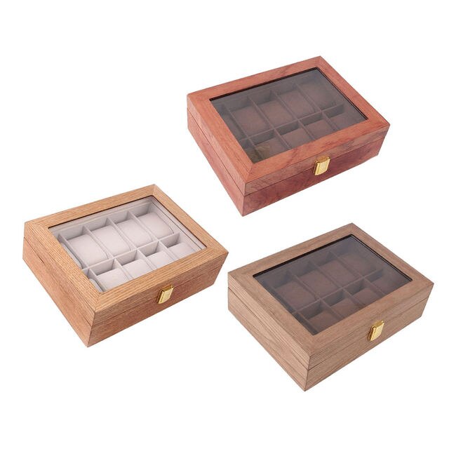 Drewniane pudełko na zegarek dla mężczyzn z 10 slotami - luksusowa wystawka i przechowywanie biżuterii z dużym uchwytem i metalową klamrą - Wianko - 5