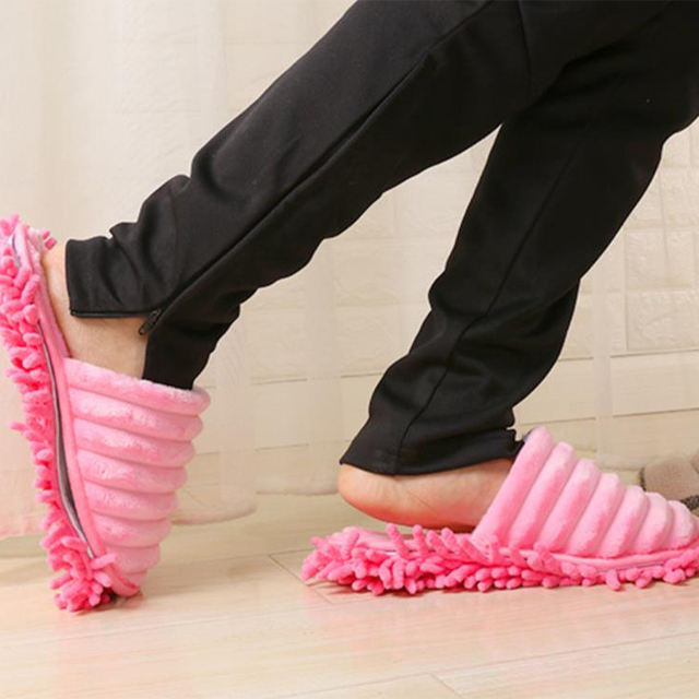 Podłogowe kapcie leniwe do czyszczenia kurzu - rozmiar L, M, S. Mopujące buty z podeszwą mop - Wianko - 5