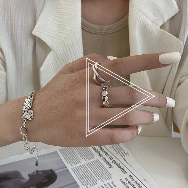 Srebrny pierścionek z podwójnym krzyżem w stylu Retro, dla kobiet, zdobiony Smiley Tail - Wianko - 18