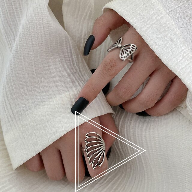 Srebrny pierścionek z podwójnym krzyżem w stylu Retro, dla kobiet, zdobiony Smiley Tail - Wianko - 7