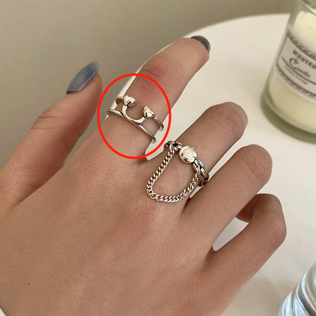 Srebrny pierścionek z podwójnym krzyżem w stylu Retro, dla kobiet, zdobiony Smiley Tail - Wianko - 3